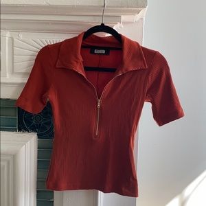 Zip up Reformation ribbed tee